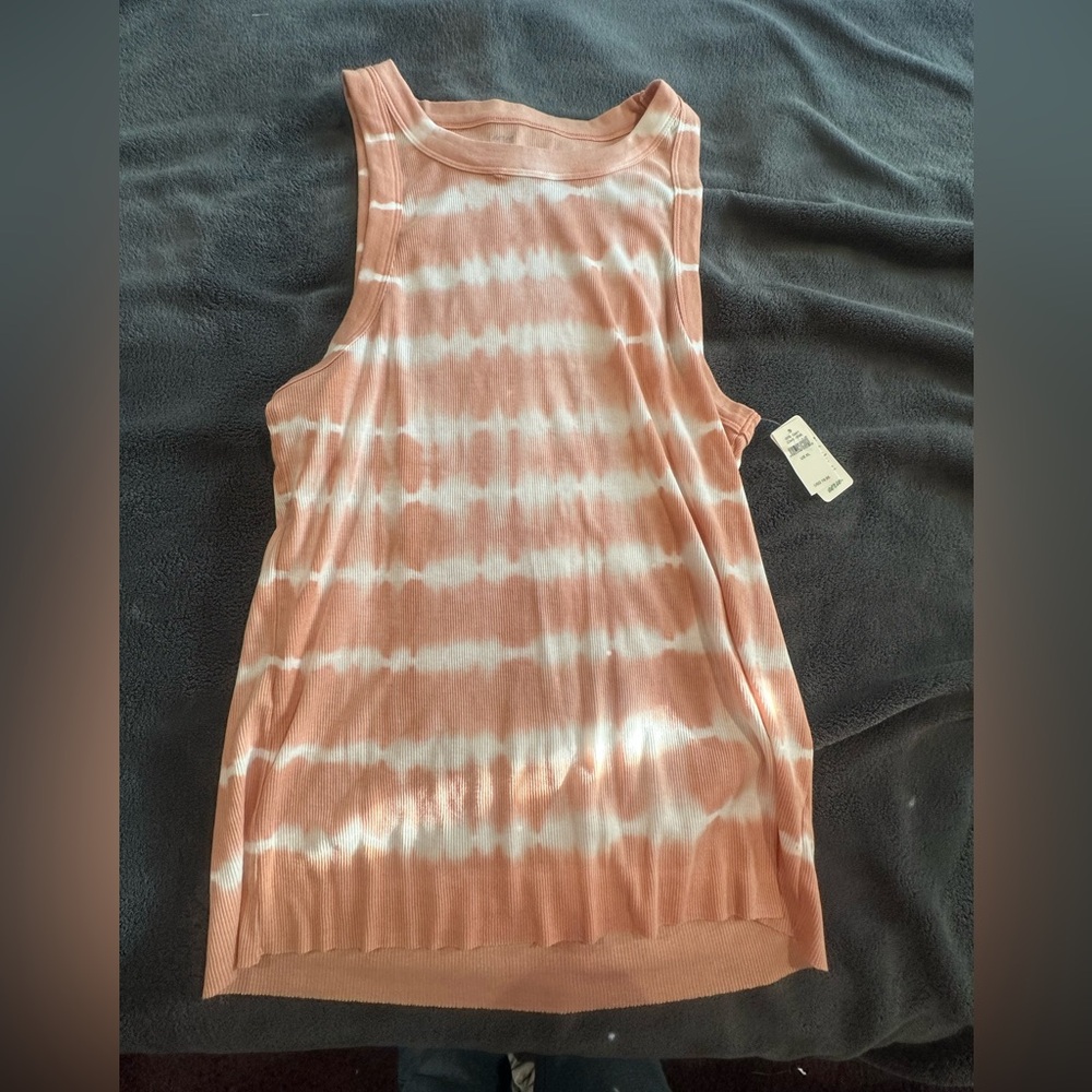 Aerie Pink and White Tie-Dye Tank Top